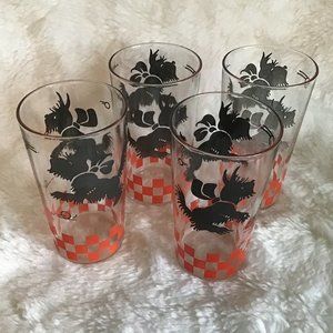 Hazel Atlas Black Scottie Dog Tumblers / Glasses